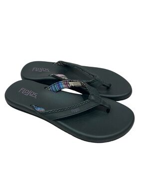 Flojos Black Cushioned Insole Flip Flops Sandals Boho Braided